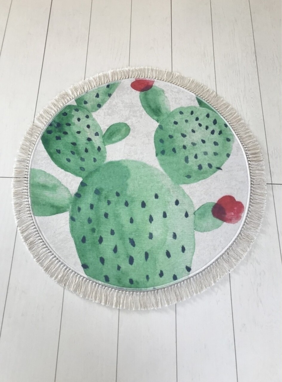 Covoras de baie, Chilai, Green DJT Çap, bej/verde - imagine 3
